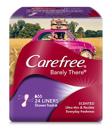 CAREFREE® BARELY THERE® Scented Shower Fresh Liners image 1