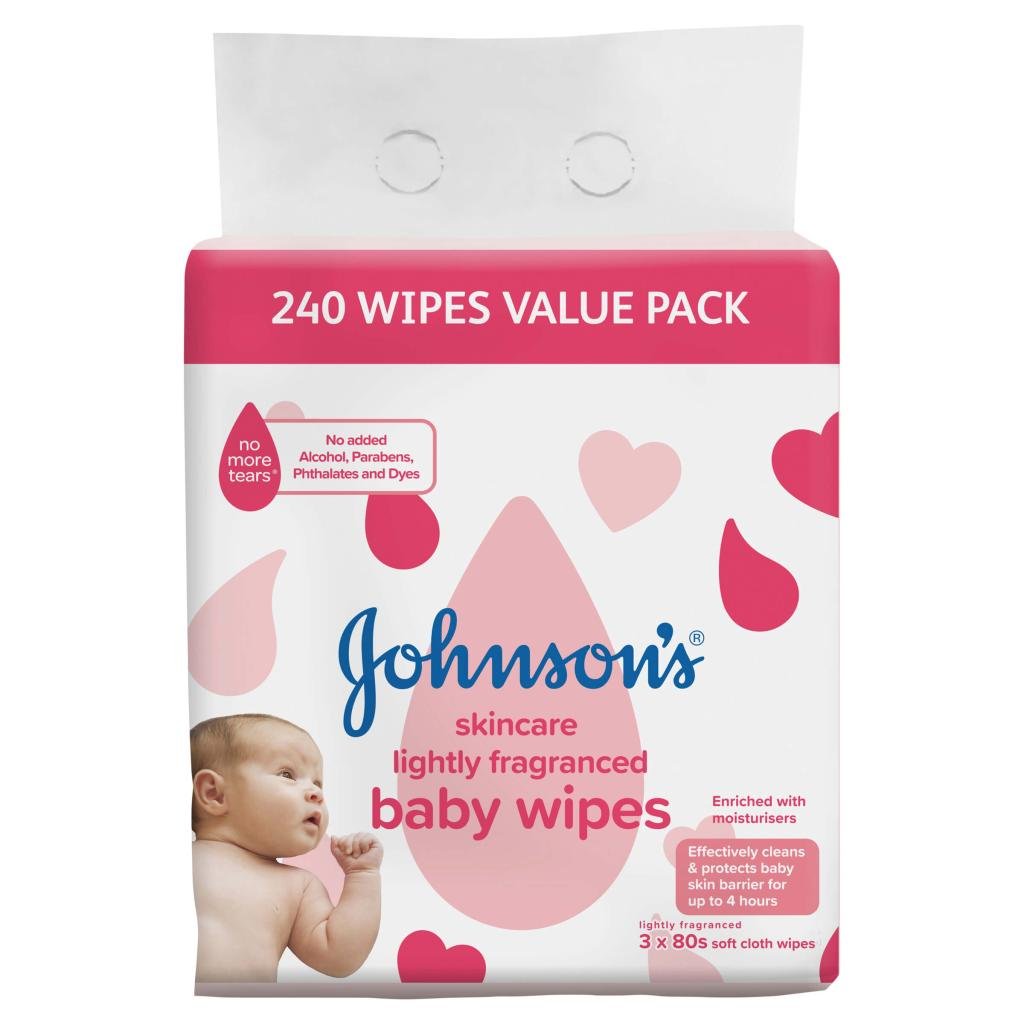 Johnsons lightly fragranced baby wipes