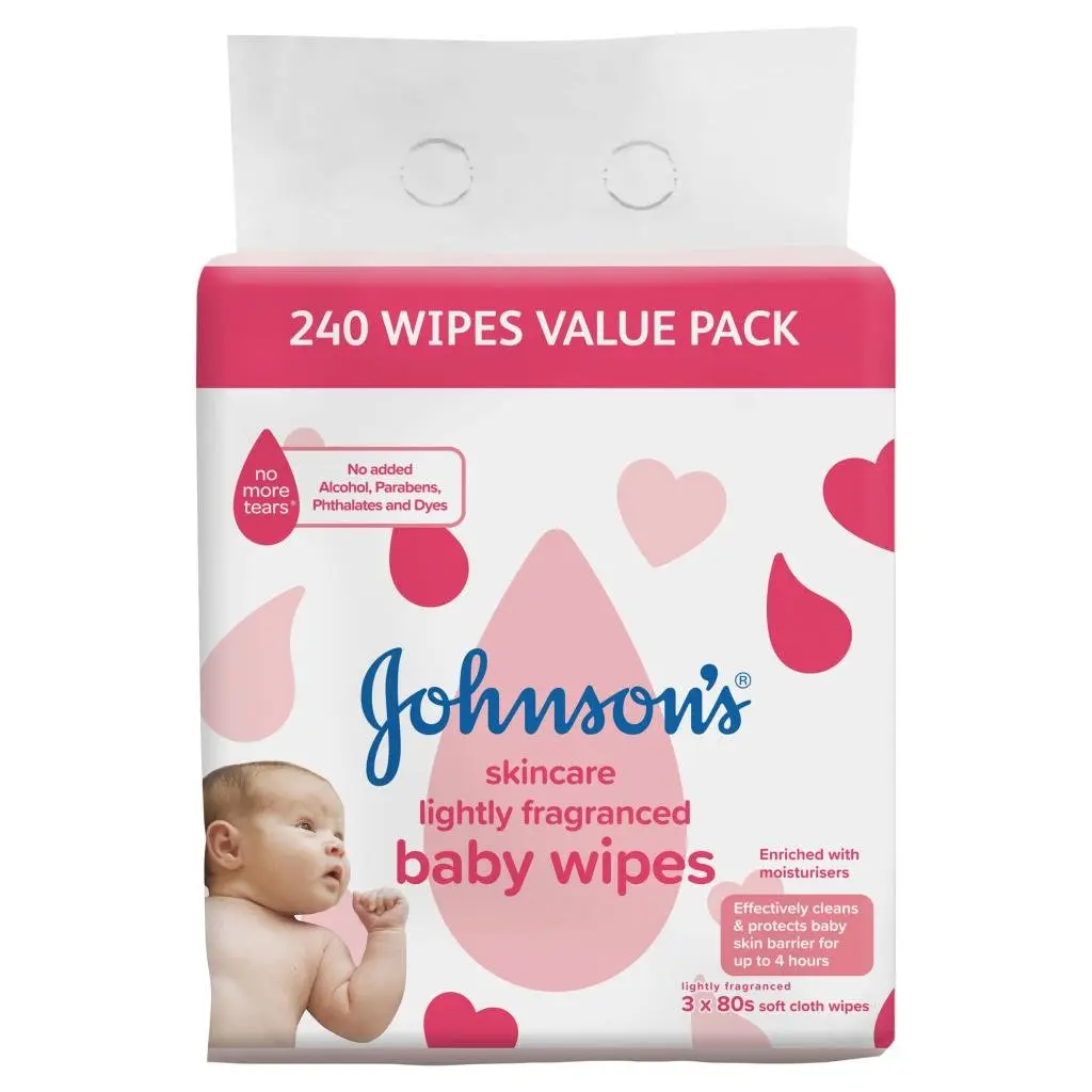 Johnsons lightly fragranced baby wipes