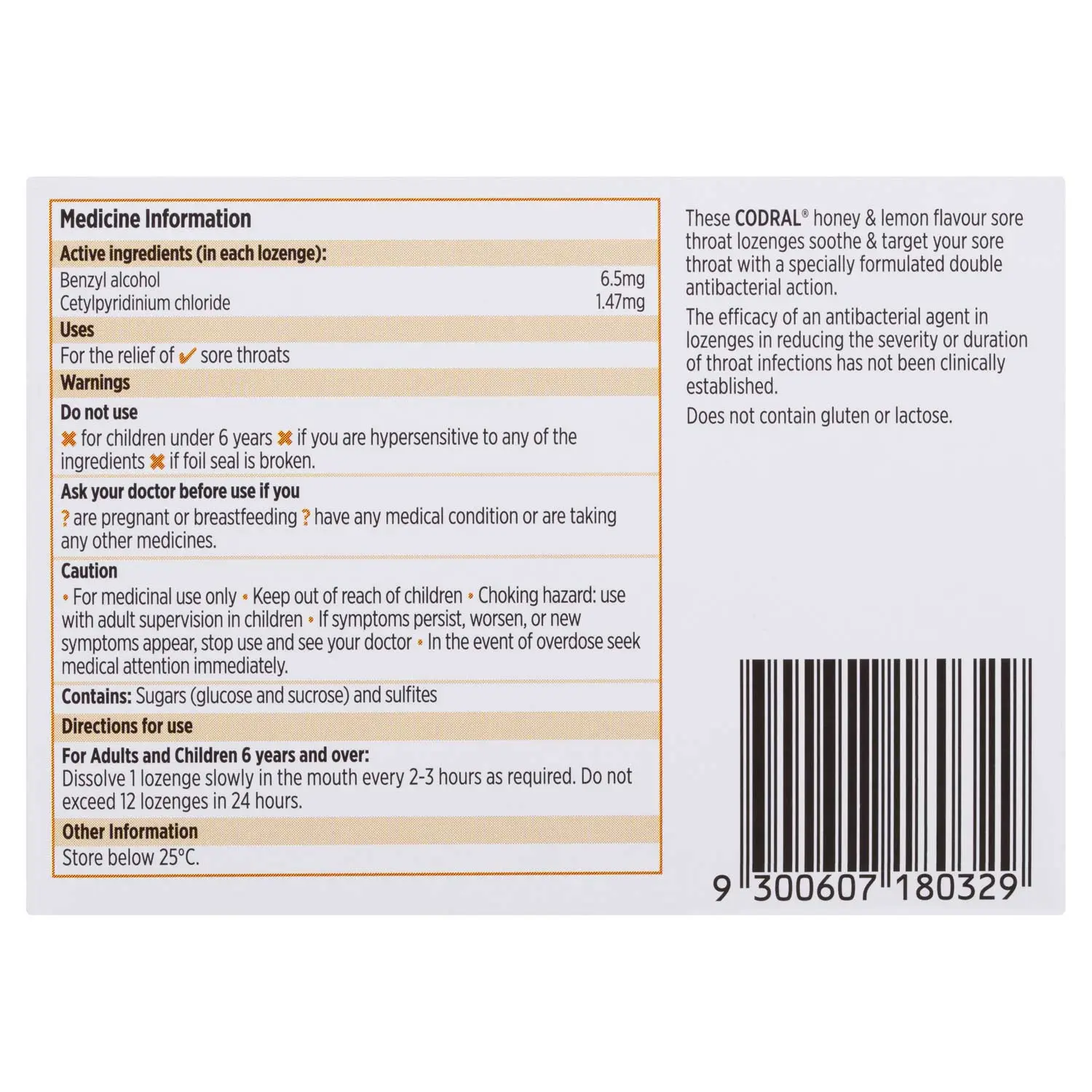 Codral Sore Throat Lozenge Honey & Lemon image 3
