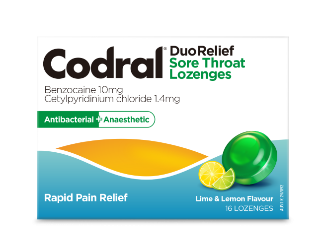 Codral® DuoRelief Sore Throat Lozenges Lime & Lemon image 1