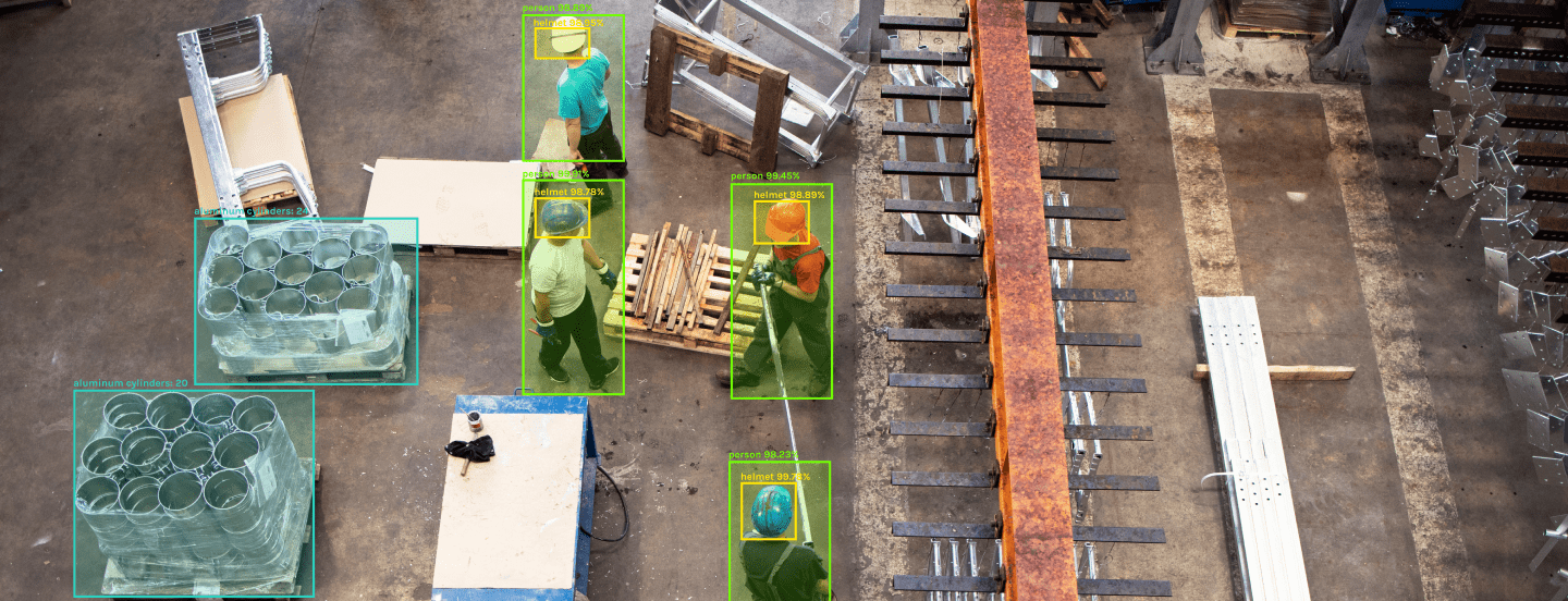 Computer vision detects workers and materials in manufacturing plant
