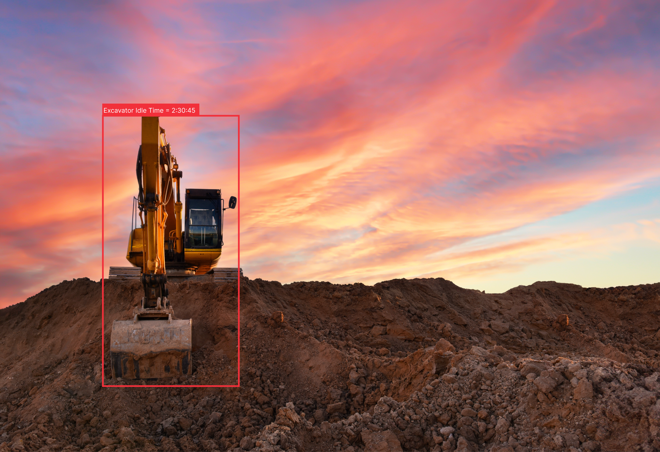 Computer vision detecting a mining excavator's idle time.