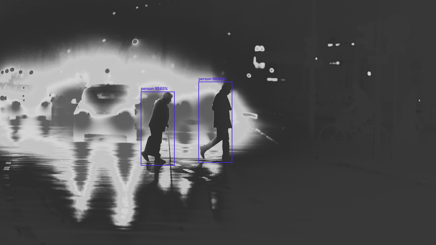 infrared cameras detecting people crossing the street