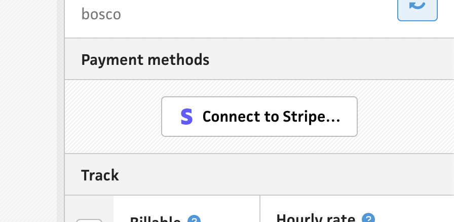 Clients section connect to Stripe