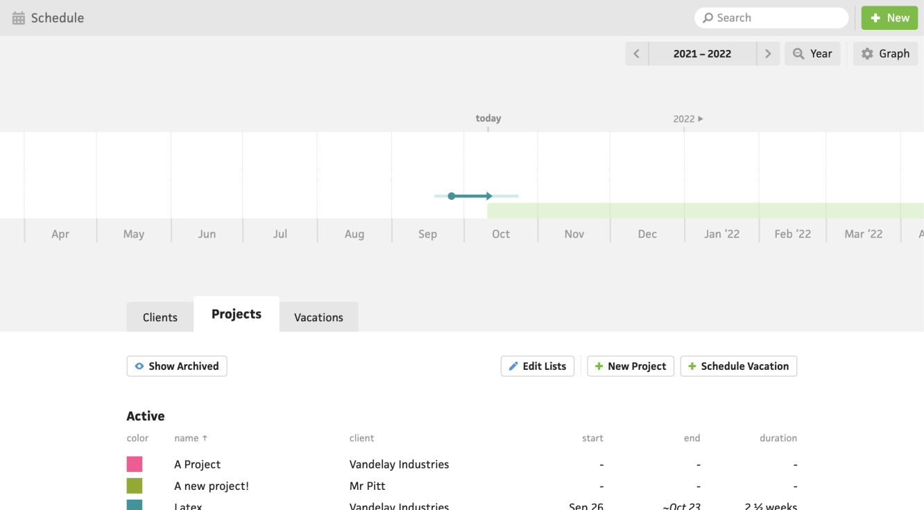 schedule timeline with list