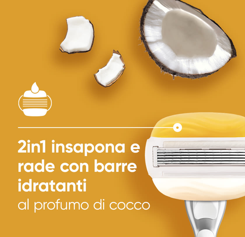 Pezzi di schegge di cocco rotte Con Coconut Rasoio