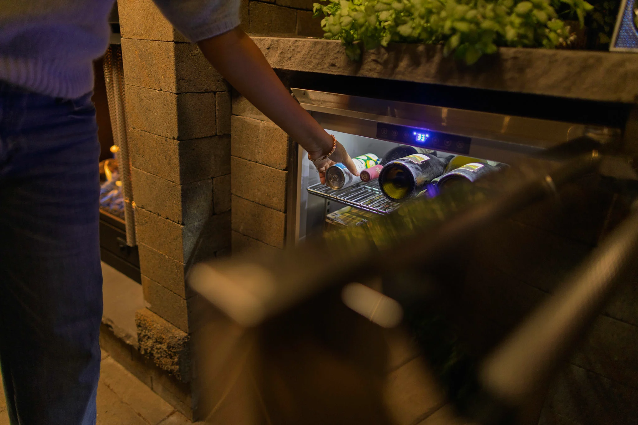 Stocked outdoor drink refrigerator 