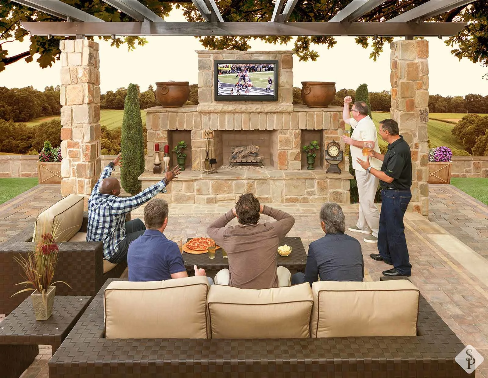 patio with outdoor tv