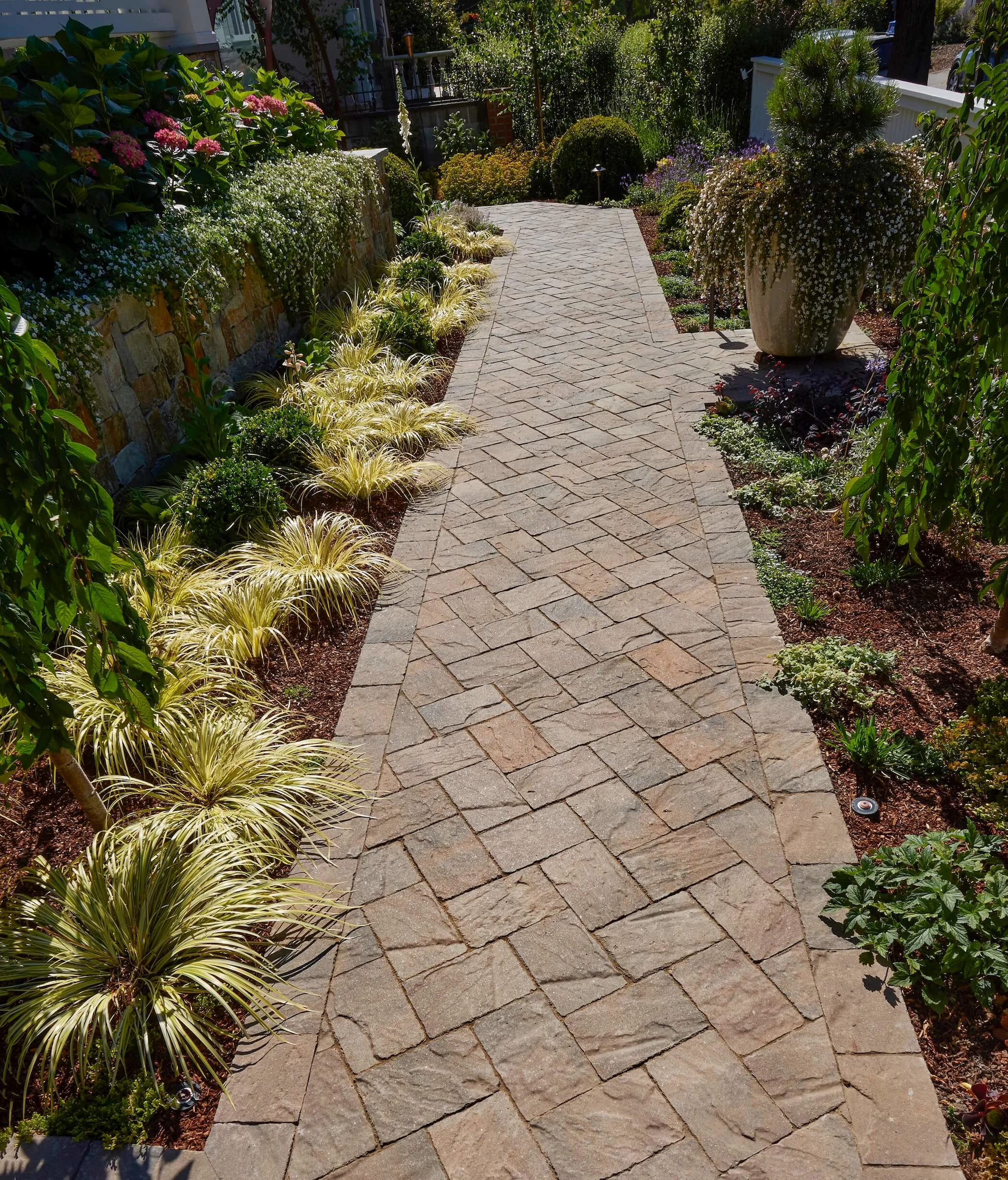 Close Up On Northern California Paver Walkway