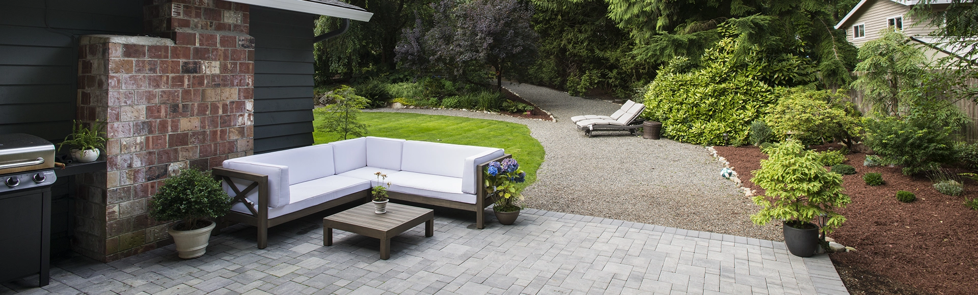 Backyard in Seattle with paver patio