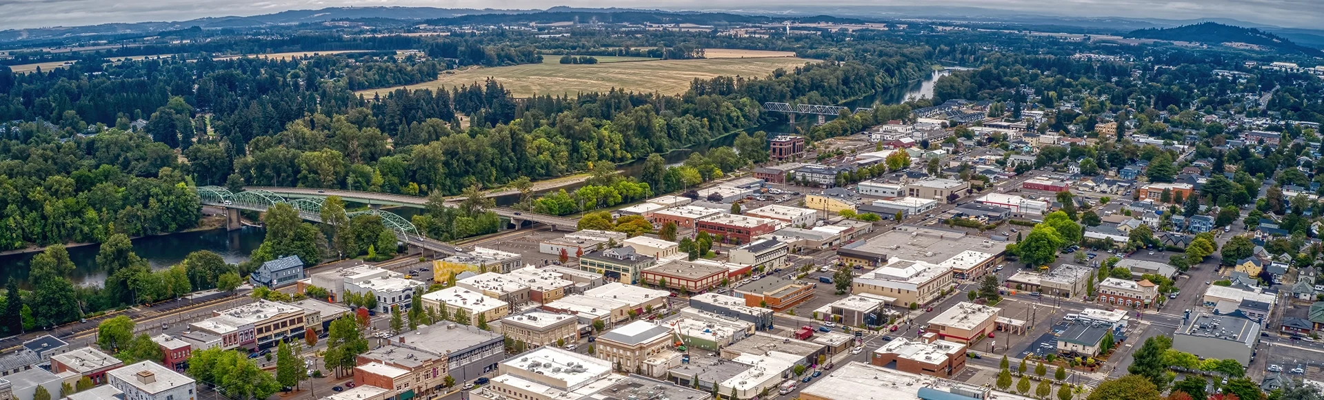Aerial View of Albany, Oregon during Summer
