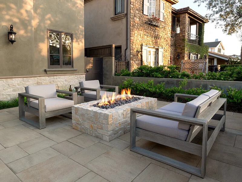fire pit on a patio