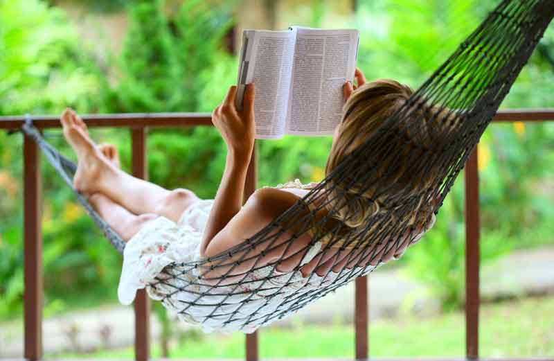 reading on hammock