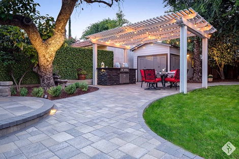 patio pavers and pergola