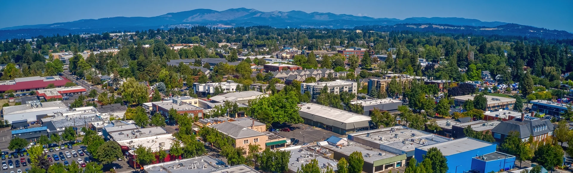 Aerial View of the Portland Suburb of Gresham, Oregon
