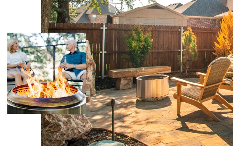 Paver patio in Texas with Solo Stove Fire Pit