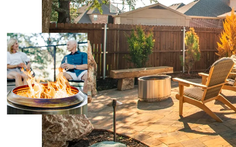 Paver patio in Texas with Solo Stove Fire Pit