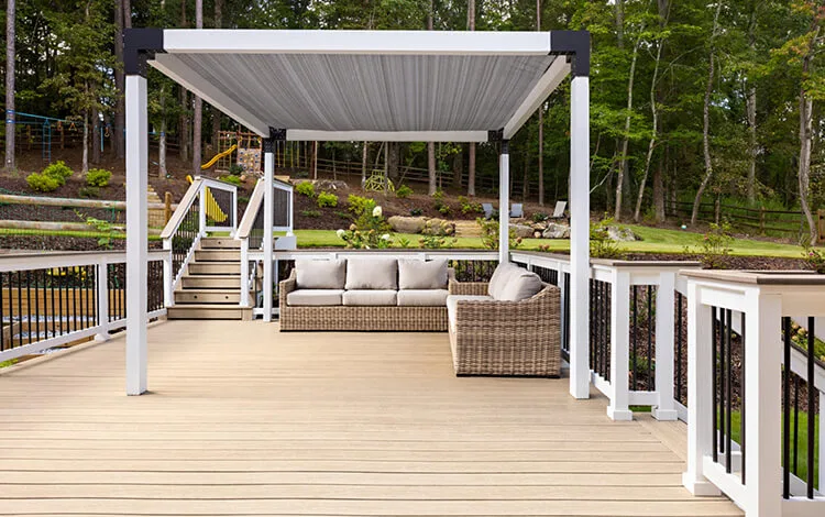 Composite deck with white pergola
