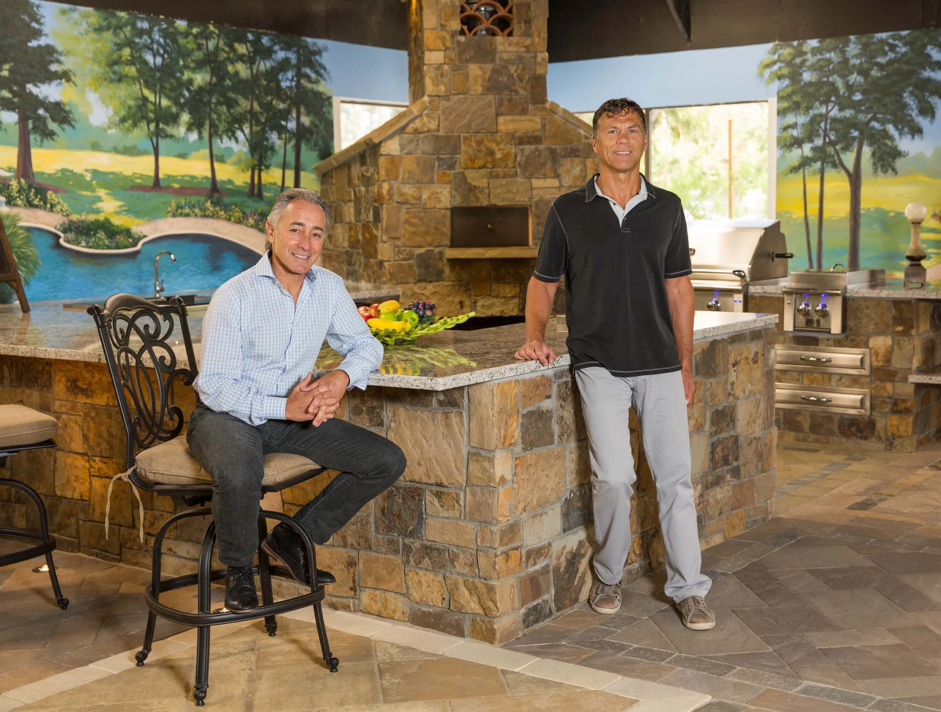 System Pavers co-founders Doug Lueck and Larry Green in California showroom