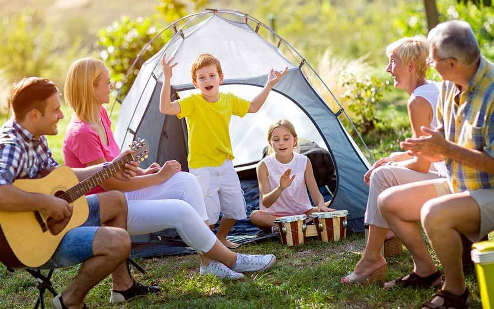 family with tent