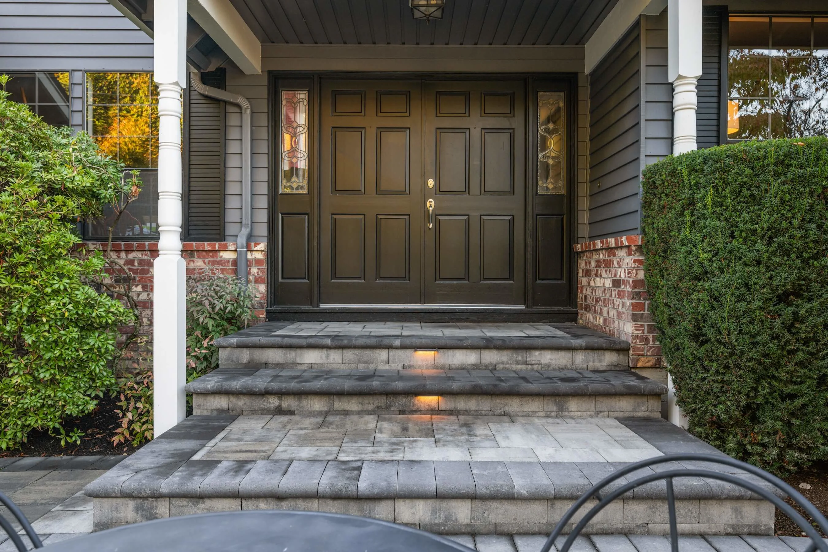 Close up of paver steps after renovation 