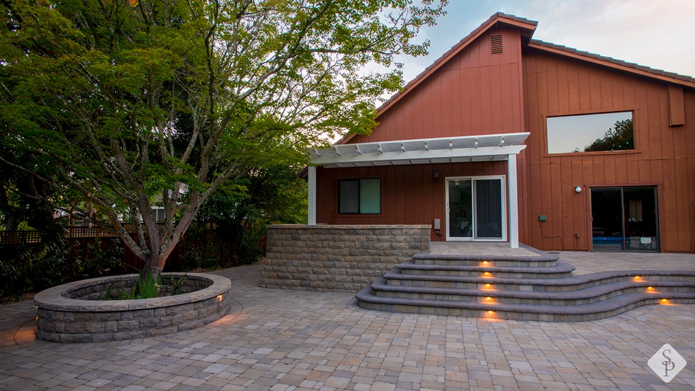 house with paver patio