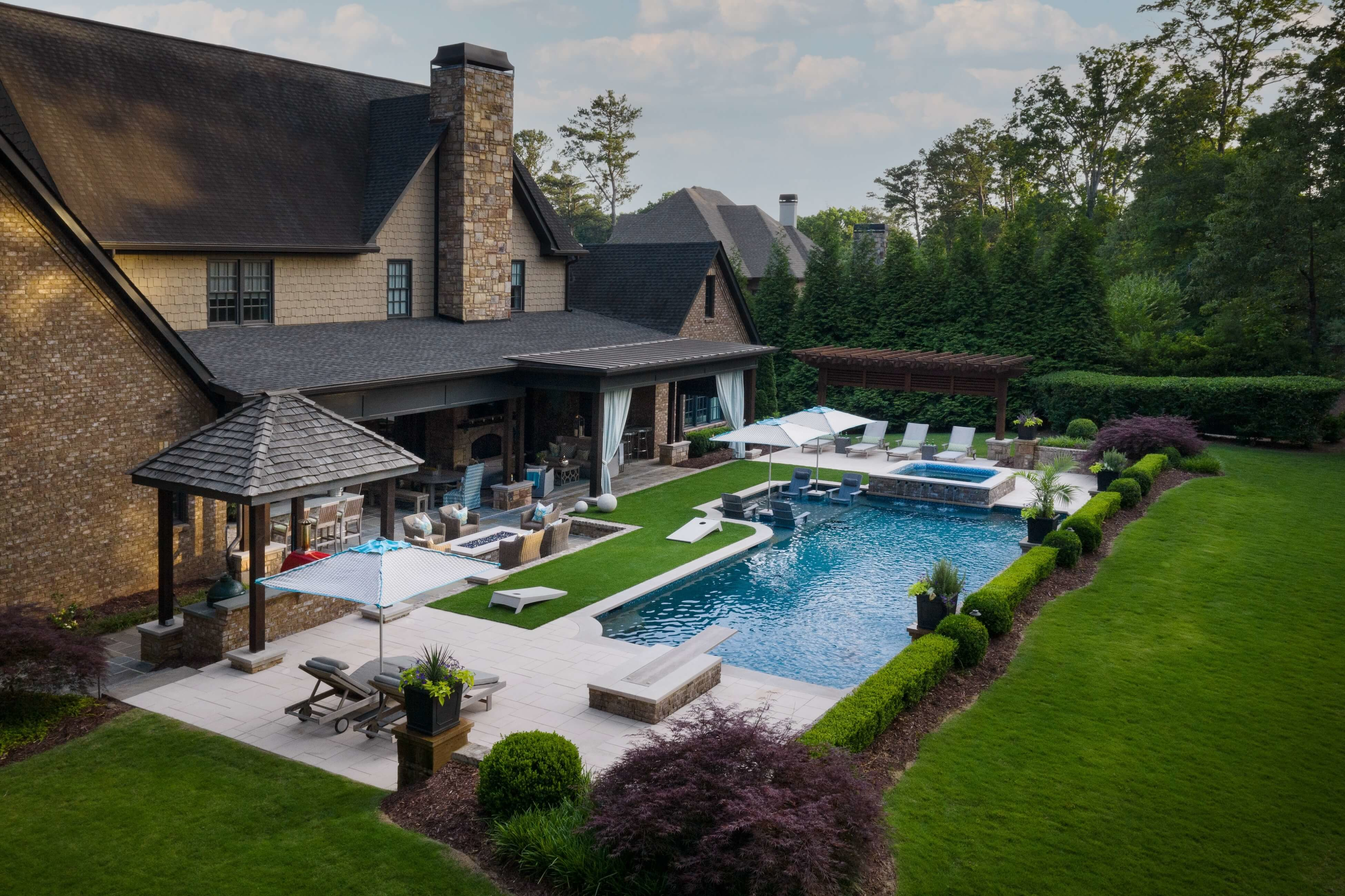 Backyard pool with paver pool deck