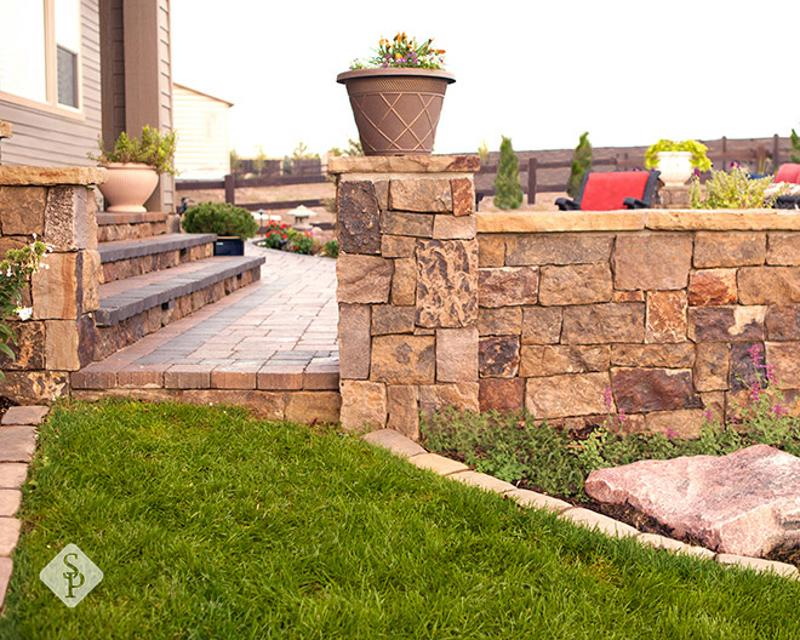 patio and stone wall