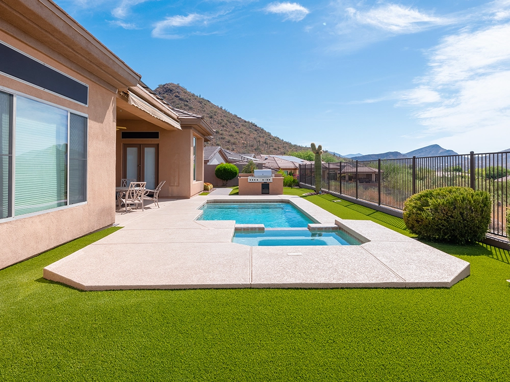 Backyard turf yard installation in Arizona. 