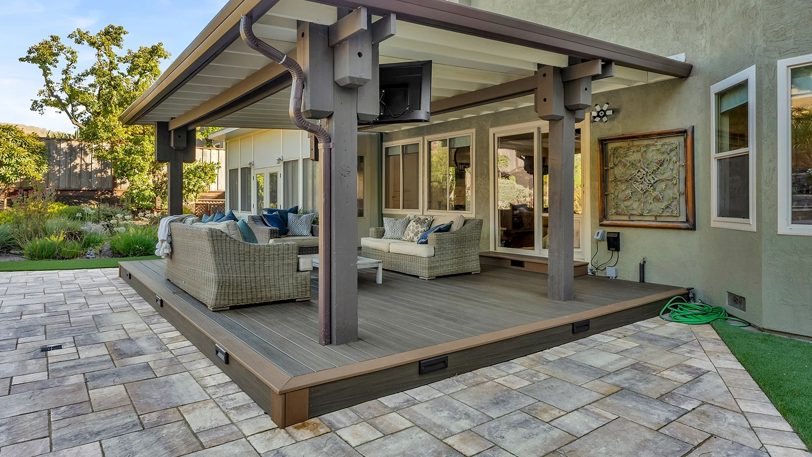 Updated Pergola by System Pavers with paver patio