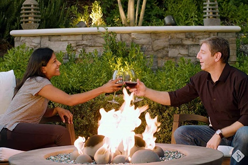 toasting at a fire pit