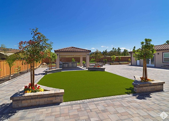 paver yard with turf