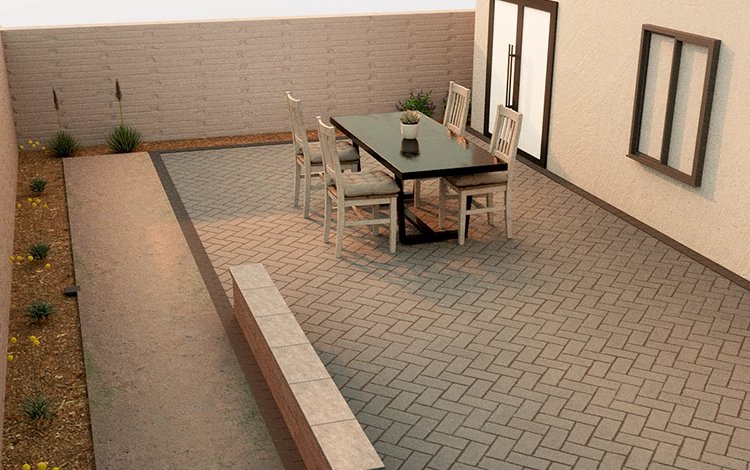 Mock of a paver patio. 