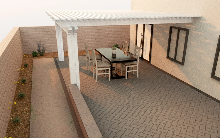 Mock of a paver patio with Pergola