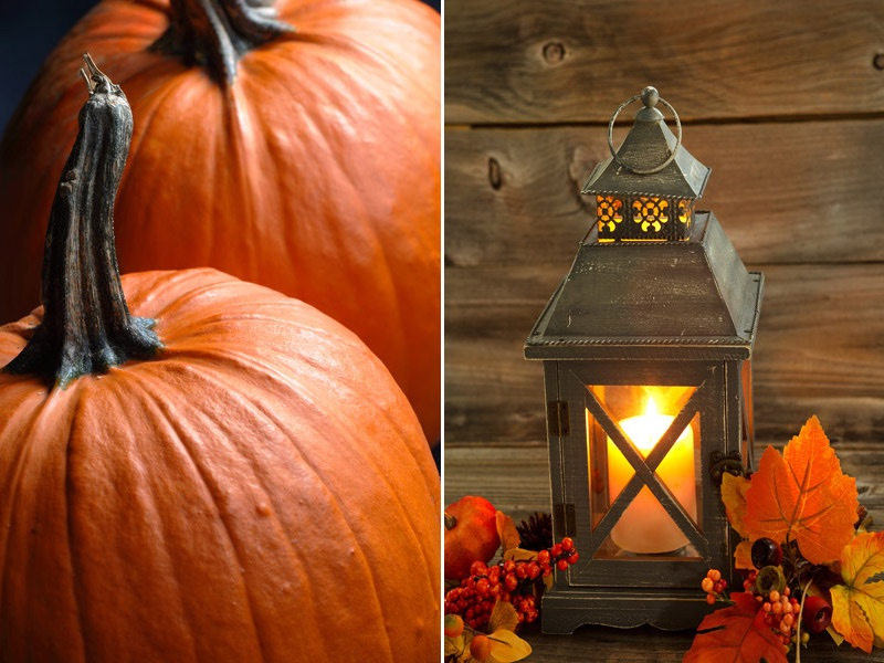 pumpkins and lantern