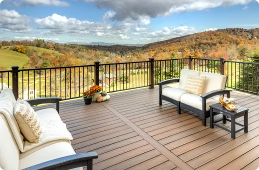 Composite deck overlooking autumn mountain