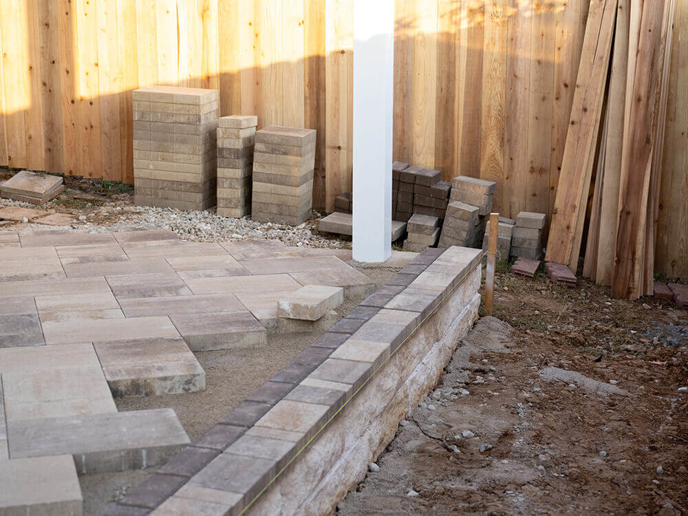 Midway through installing paver patio