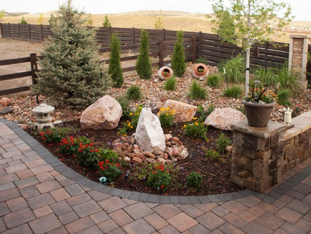 rock garden and pavers