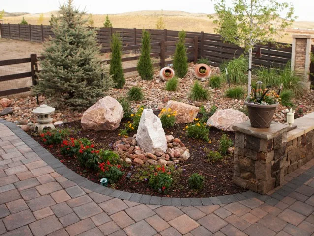 rock garden and pavers