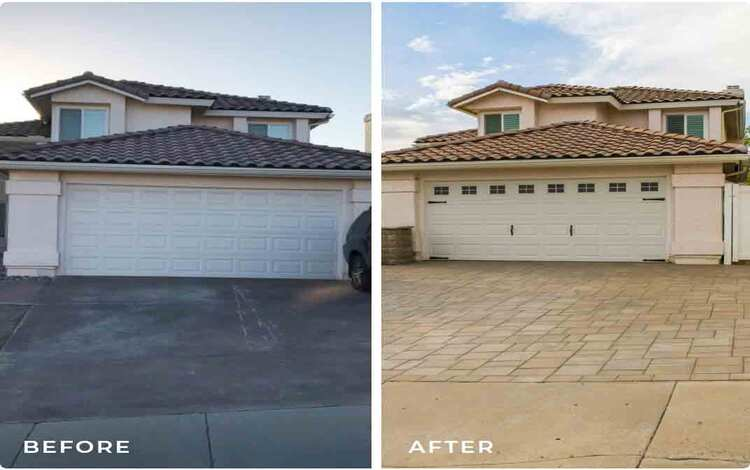 before and after driveway pavers