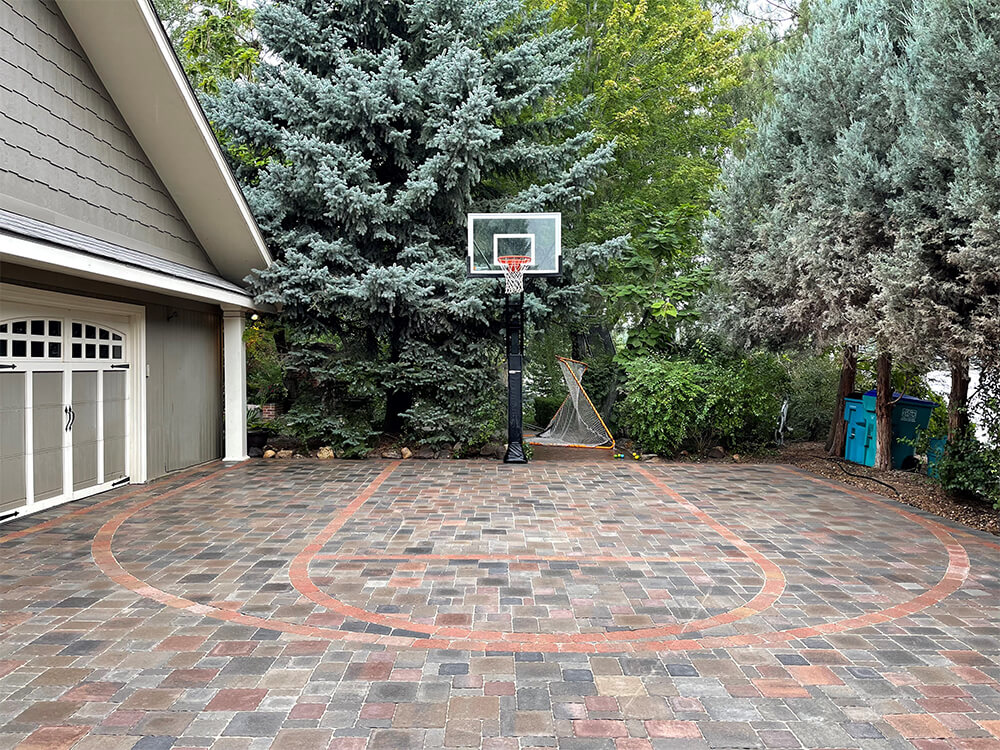 Basketball court built with paving stones in Denver