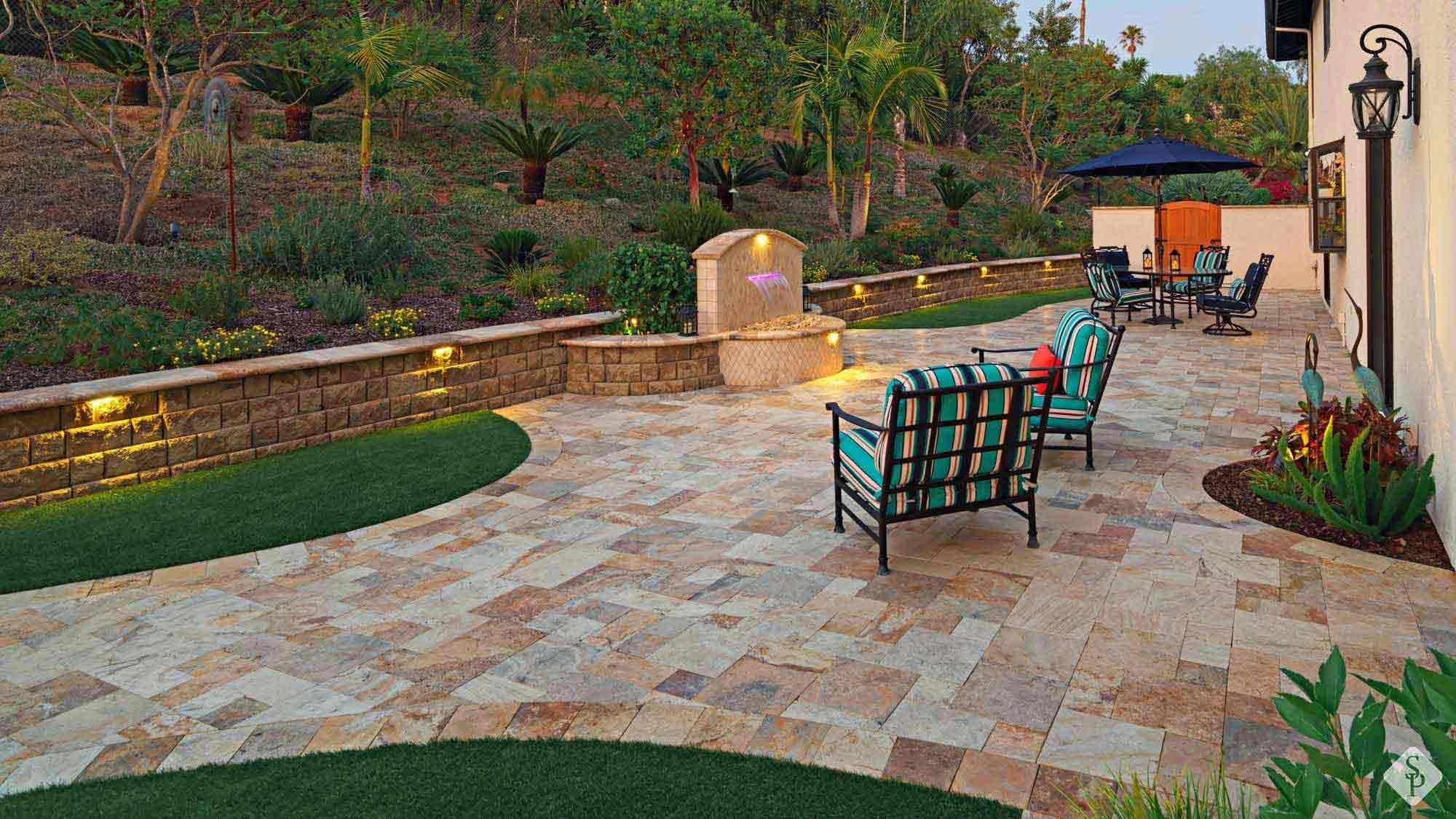 paver patio with wall