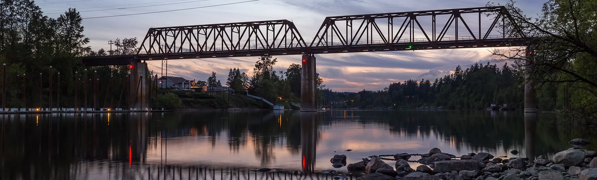 Railroad bridge over Willamette river in Wilsonville, Oregon