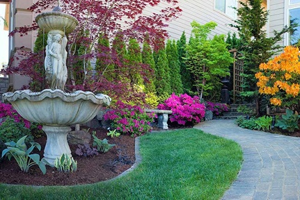 garden with fountain