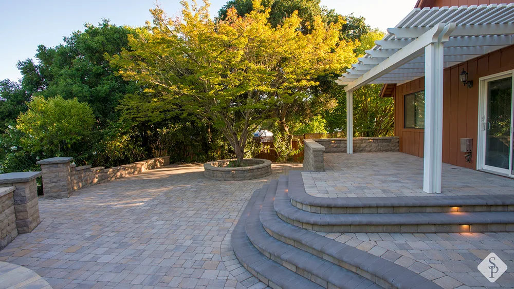 paver patio with steps