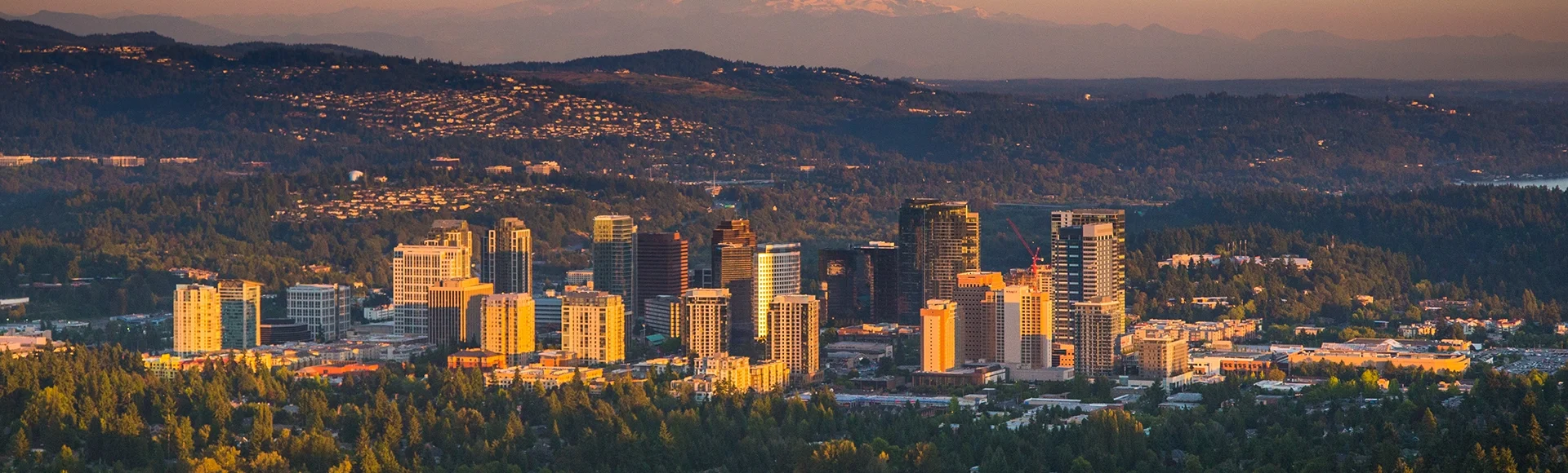 Downton Bellevue, Washington with Mt. Rainier
