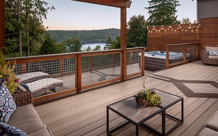 composite deck with hot tub