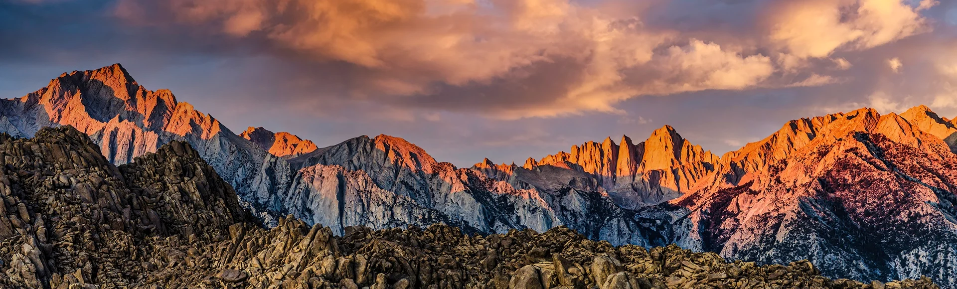 Mount Whitney peak panorama sunset
