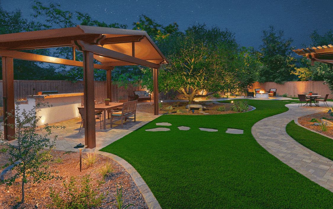 backyard with labels